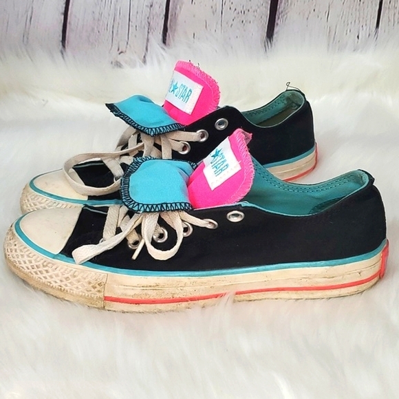 Y2K Converse All-Star Chuck Taylor Dual Tongues Black Pink Blue Womens Size 5 - Picture 5 of 17